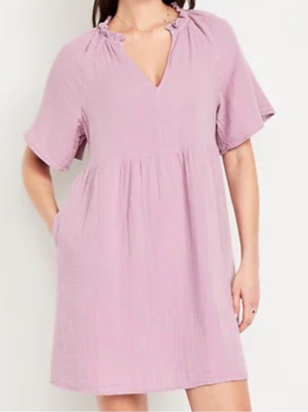 Old Navy Lavender V-Neck Flutter Sleeve Mini Dress
